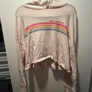 BILLABONG rainbow long sleeve crop top t shirt hood hoodie large women's vintage